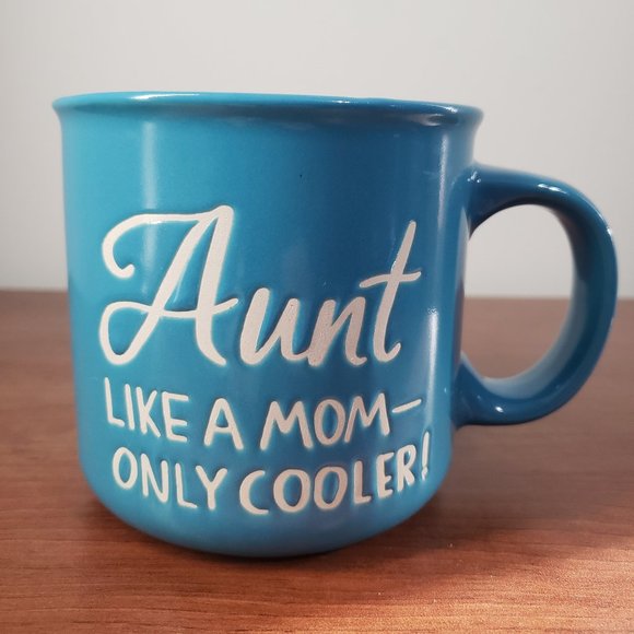 Auntie Coffee Mug Casey Krimmel Like A Mom Only Cooler Ceramic Embossed 2021 - Picture 1 of 6